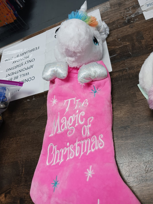 Pink  Unicorn Christmas Stocking