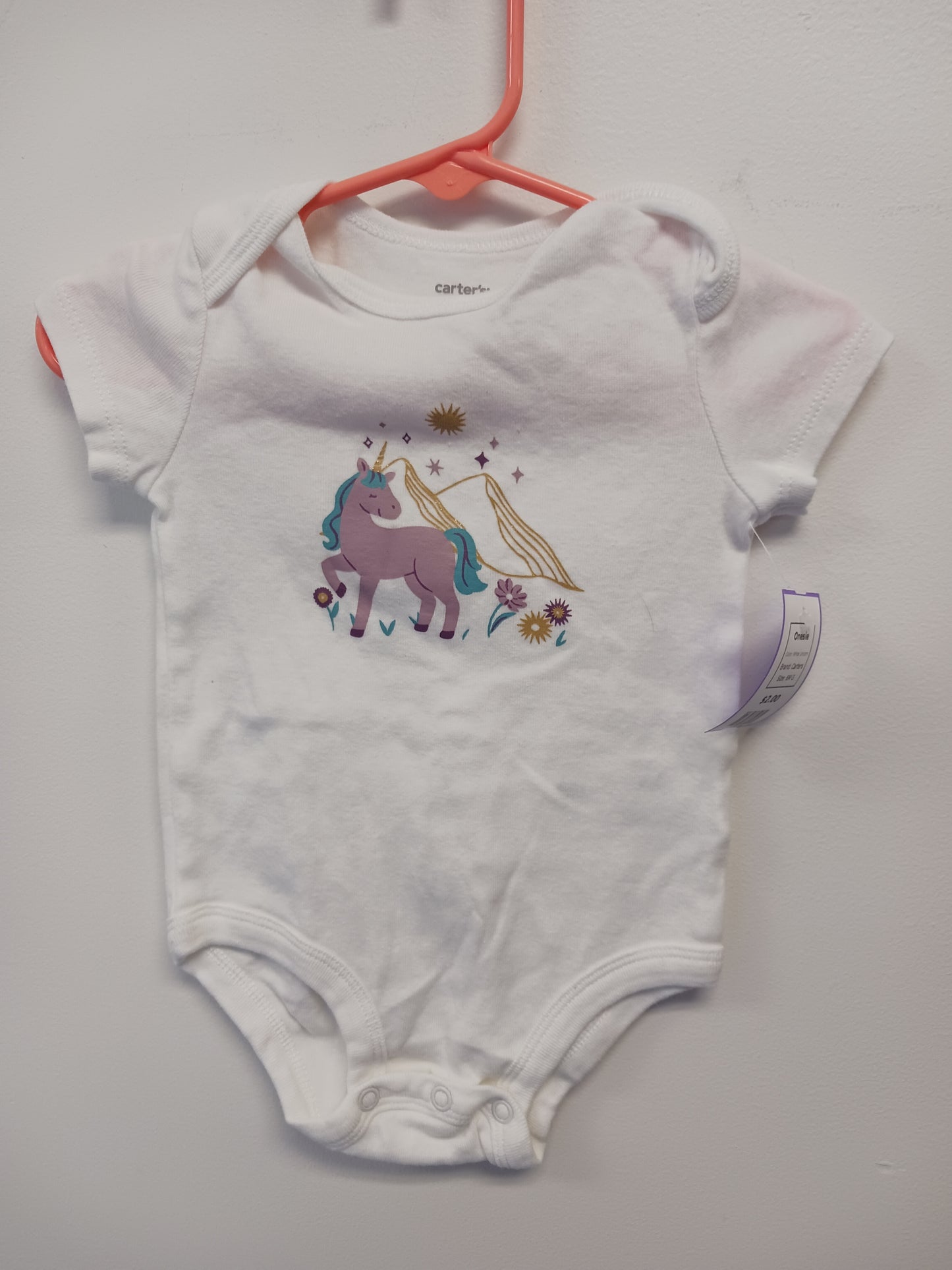 White Unicorn Carters Onesie, 6M G