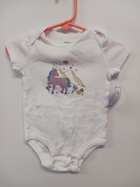 White Unicorn Carters Onesie, 6M G