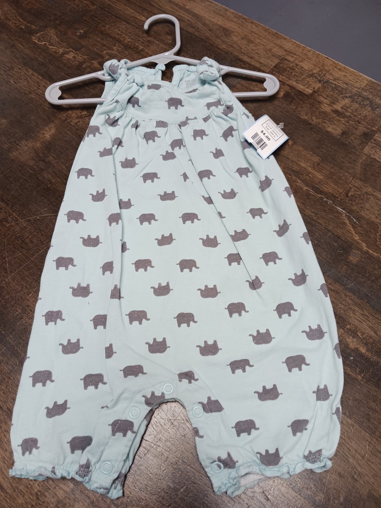 Blue/Grey Elephant Carters Short One Piece, 18M G
