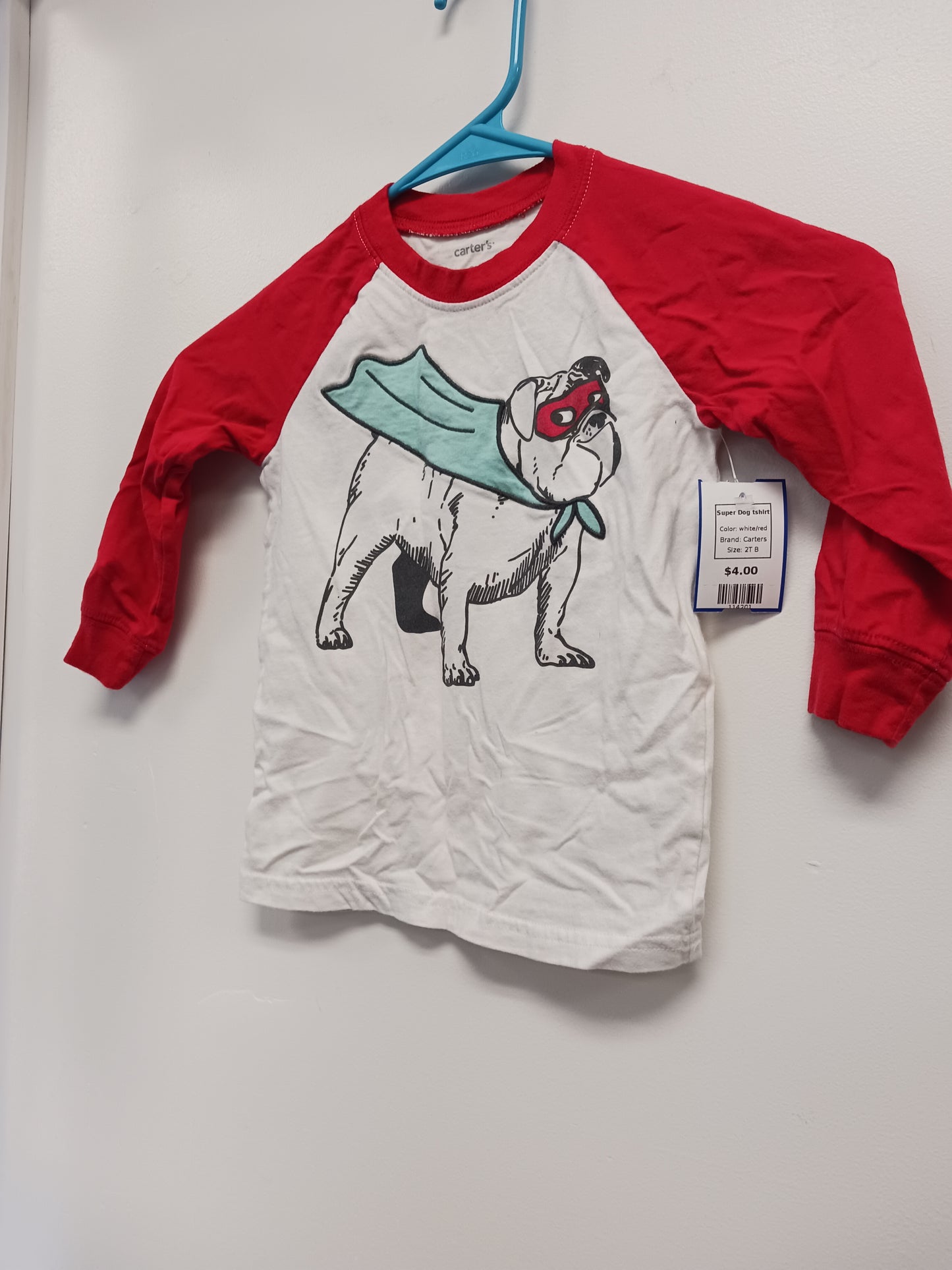 white/red Carters Super Dog tshirt, 2T B