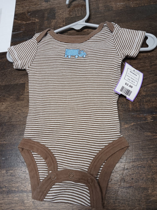 Brown/White Striped Babies R Us Onesie, NB B