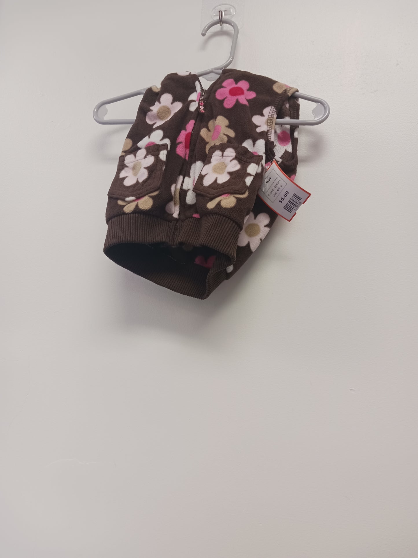 Brown/Pink/Tan Flowers Carters Vest, 6M G