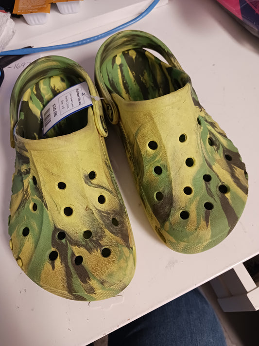Green Camo Crocs Rubber Shoes, 2 B
