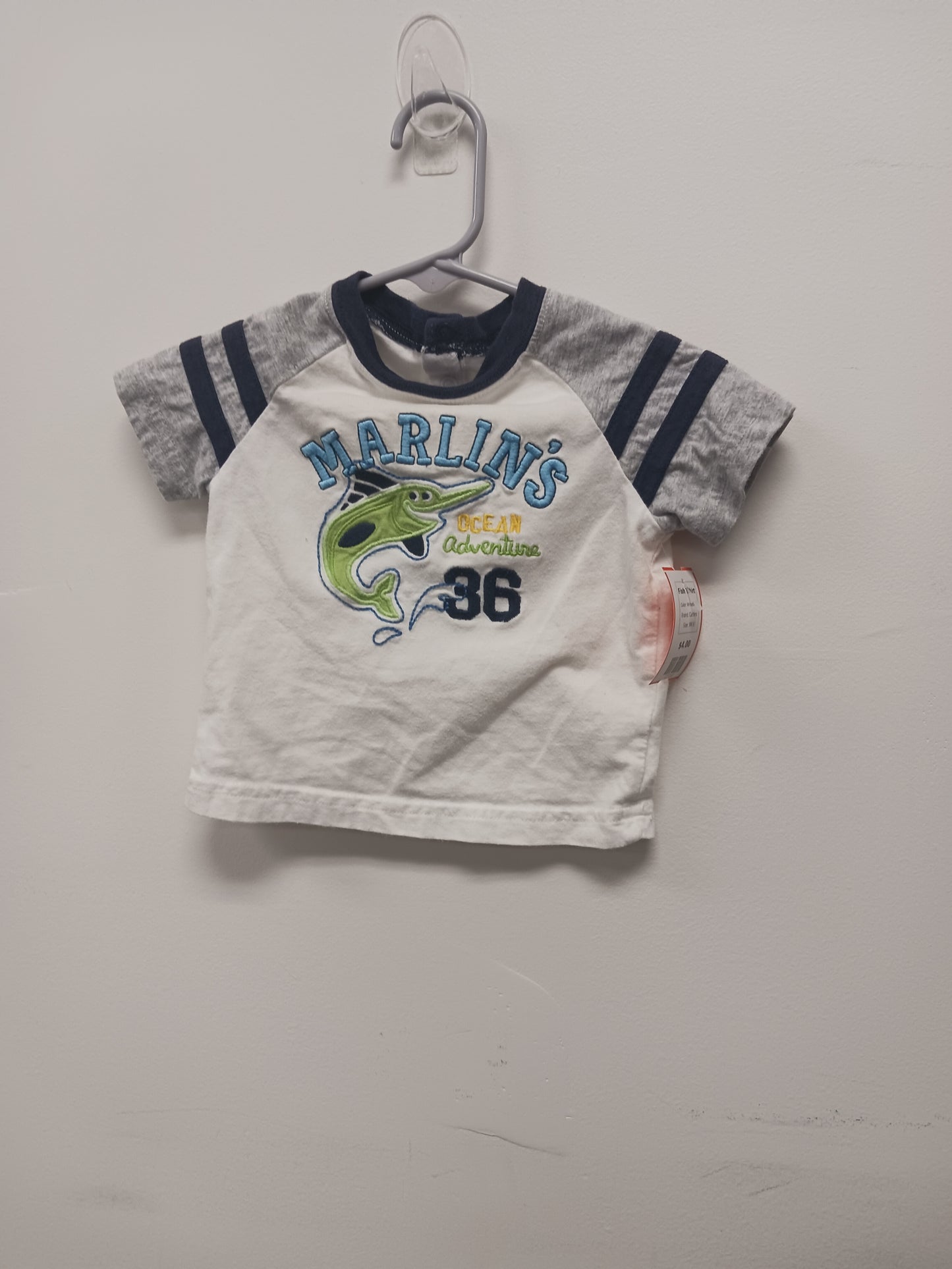 White/Blue Carters Fish Tshirt, 9M B