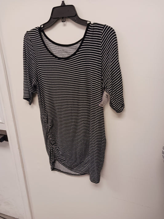 white/black A Glow Maternity Striped Tshirt, Medium