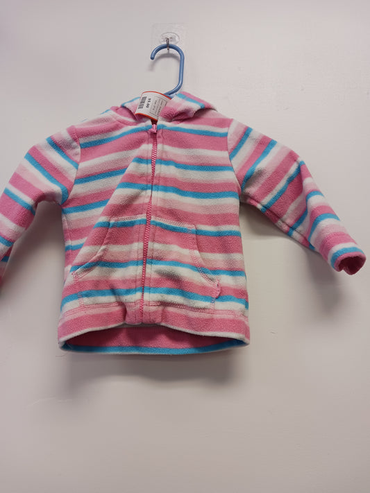 Pink/Blue Childrens Place Striped Fleece Jacket, 2T G