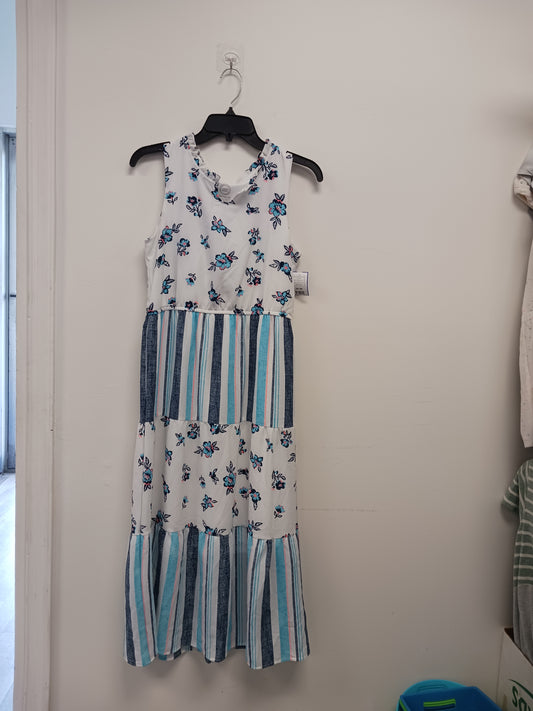 white/blue/pink Wonder Nation Long Flowered/Stripe Dress, 18 G