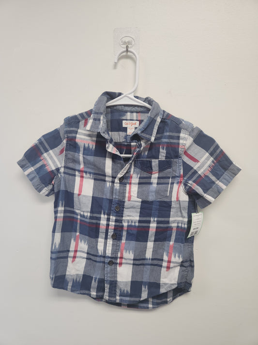Blue/White/Red Plaid Cat & Jack Short Sleeve Button Up, 4/5 B