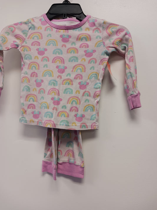 Pink Disney 2 Piece Minnie/rainbow PJS, 5T G