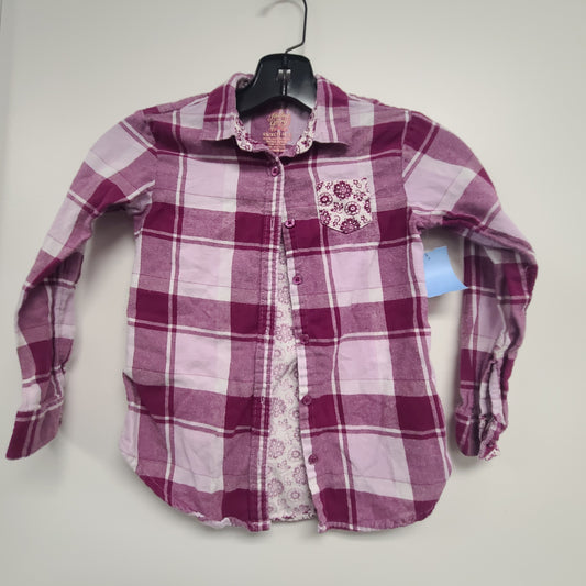 Purple/White Flower Faded Glory Longsleeve Button Up, 4T G
