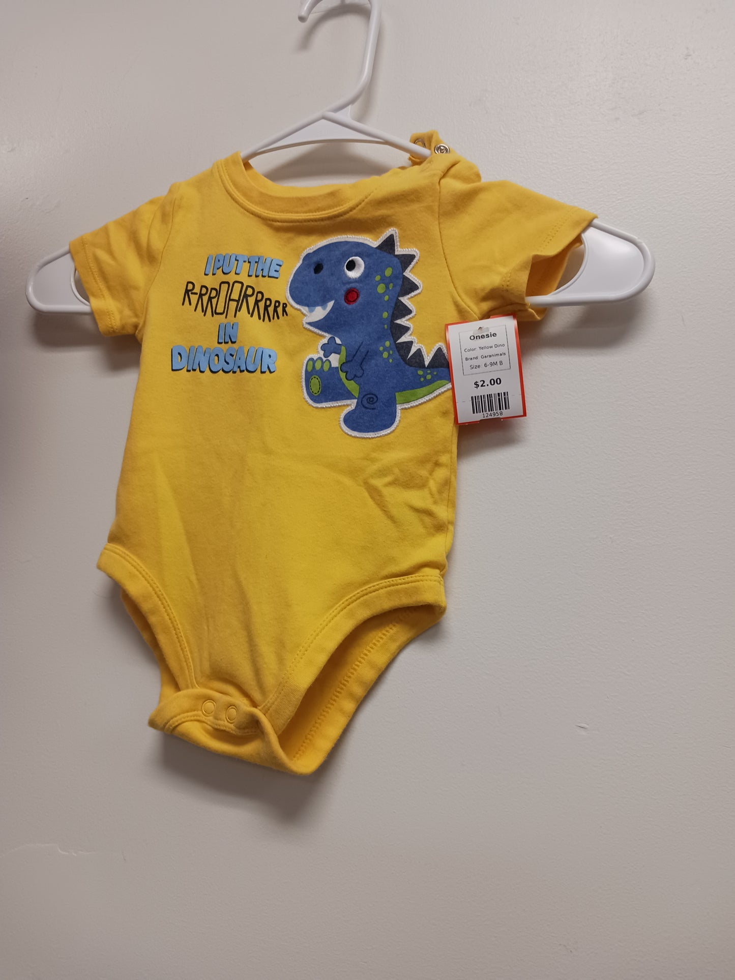 Yellow Dino Garanimals Onesie, 6-9M B