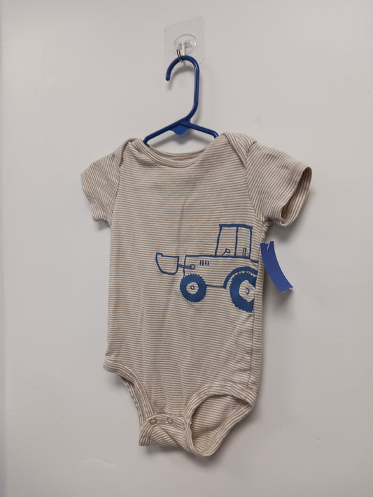 Tan stripe Carters Tractor Onesie, 18M B