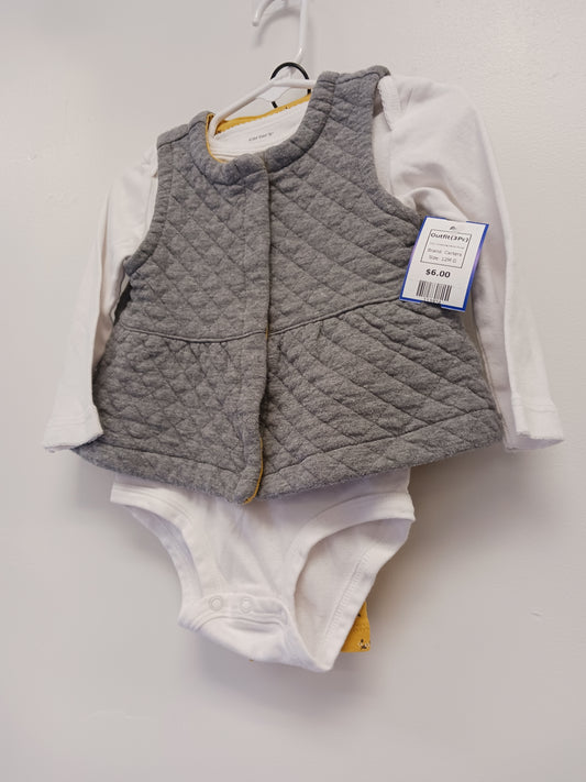 White/Grey/Yellow Flower Carters Outfit(3Pc), 12M G