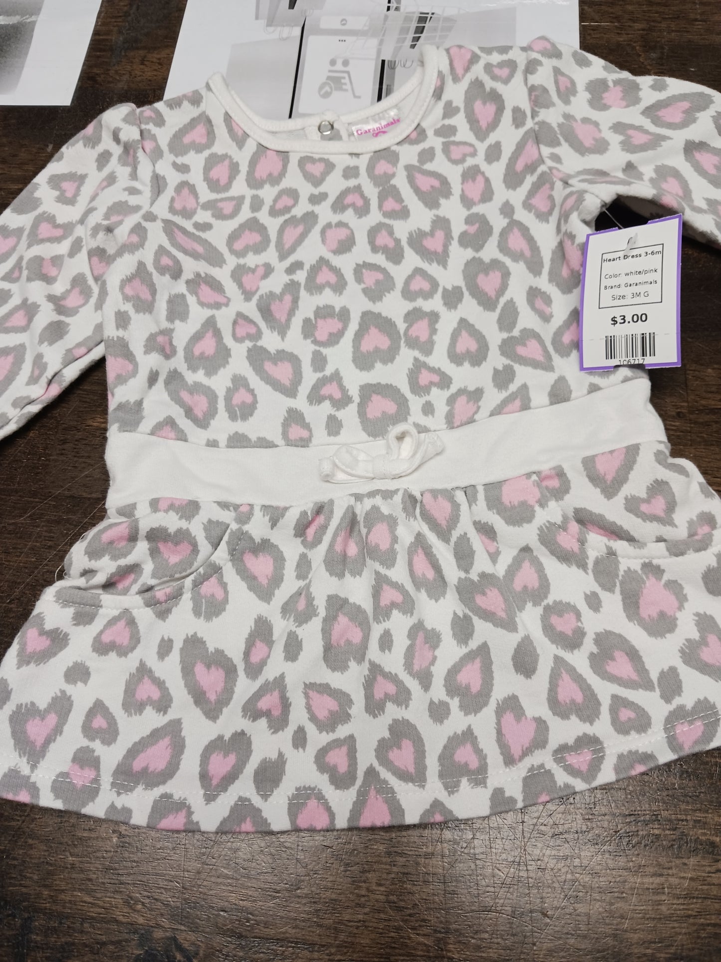 white/pink Garanimals Heart Dress 3-6m, 3M G