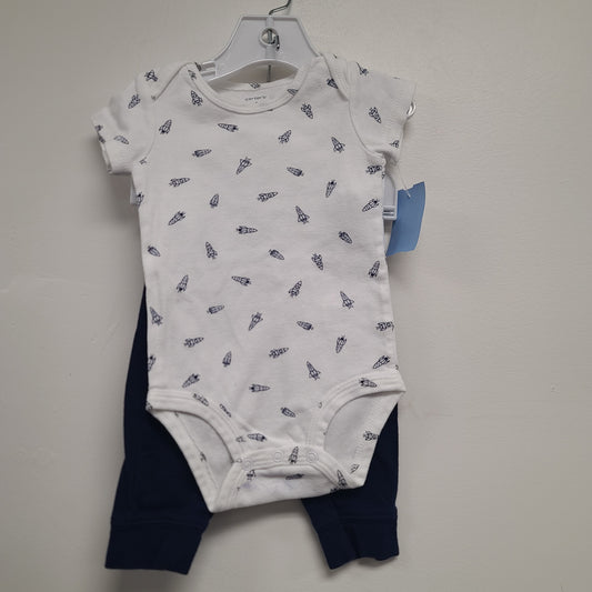 blue Carters 2 piece Rocket outfit, 6M B