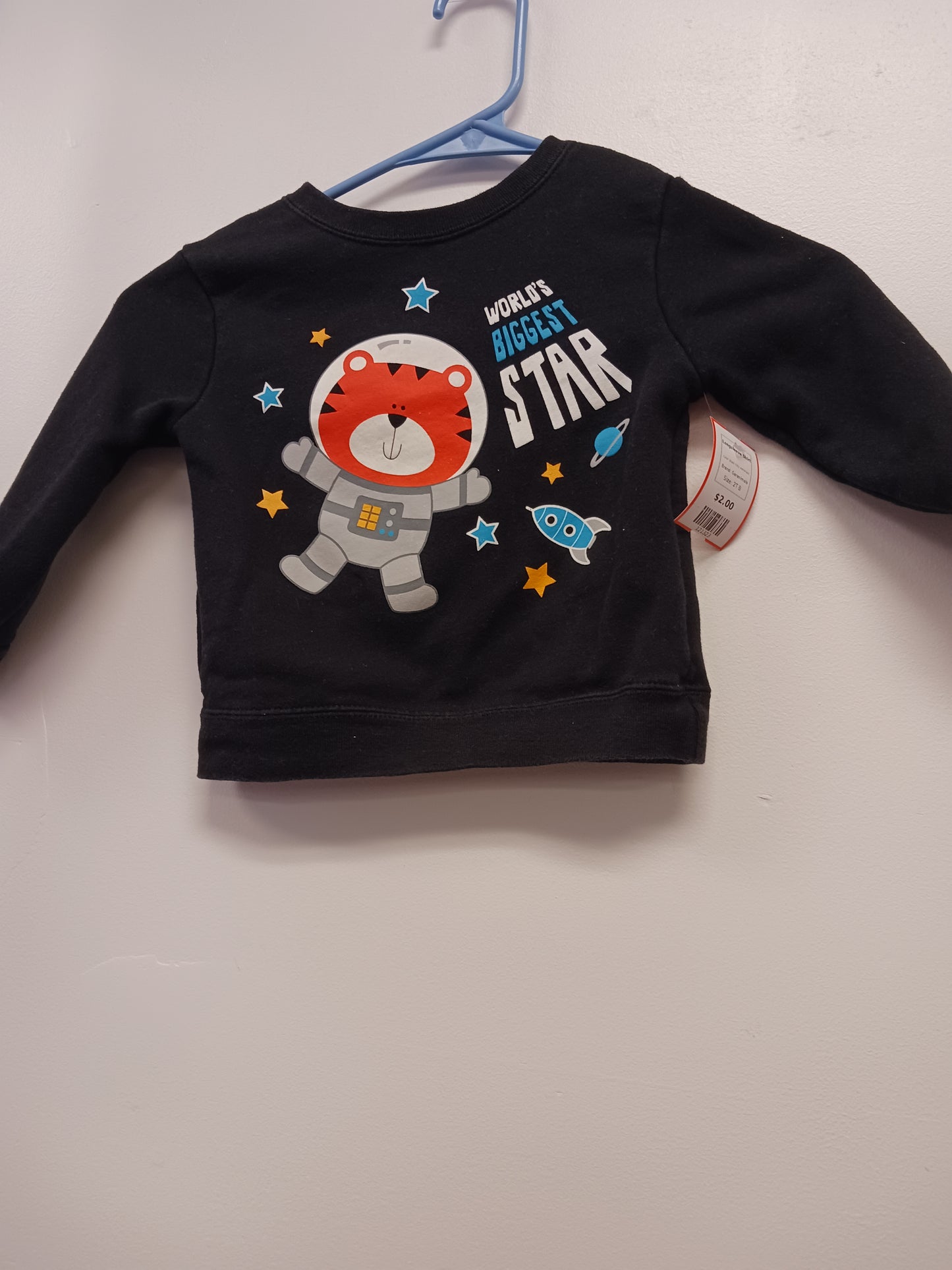 Black Kitty Astronaut Garanimals Longsleeve Shirt, 2T B