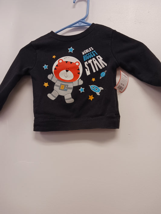 Black Kitty Astronaut Garanimals Longsleeve Shirt, 2T B