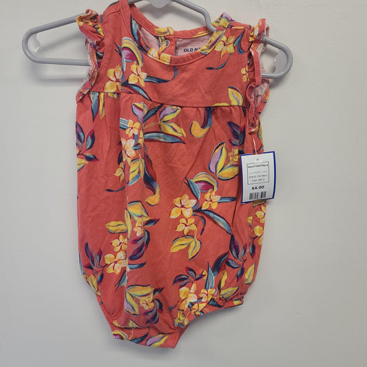 Pink/Yellow Flower Old Navy Short One Piece, 6M G