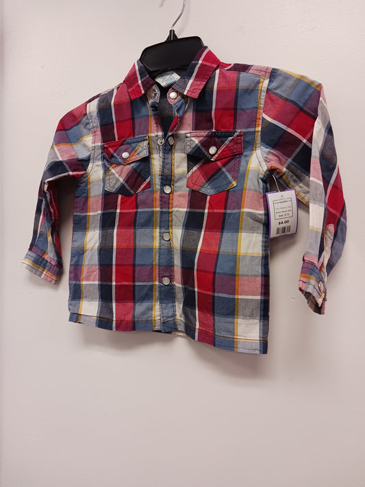 Red/Blue Plaid Wonder Kids Longsleeve Button Up, 3T B