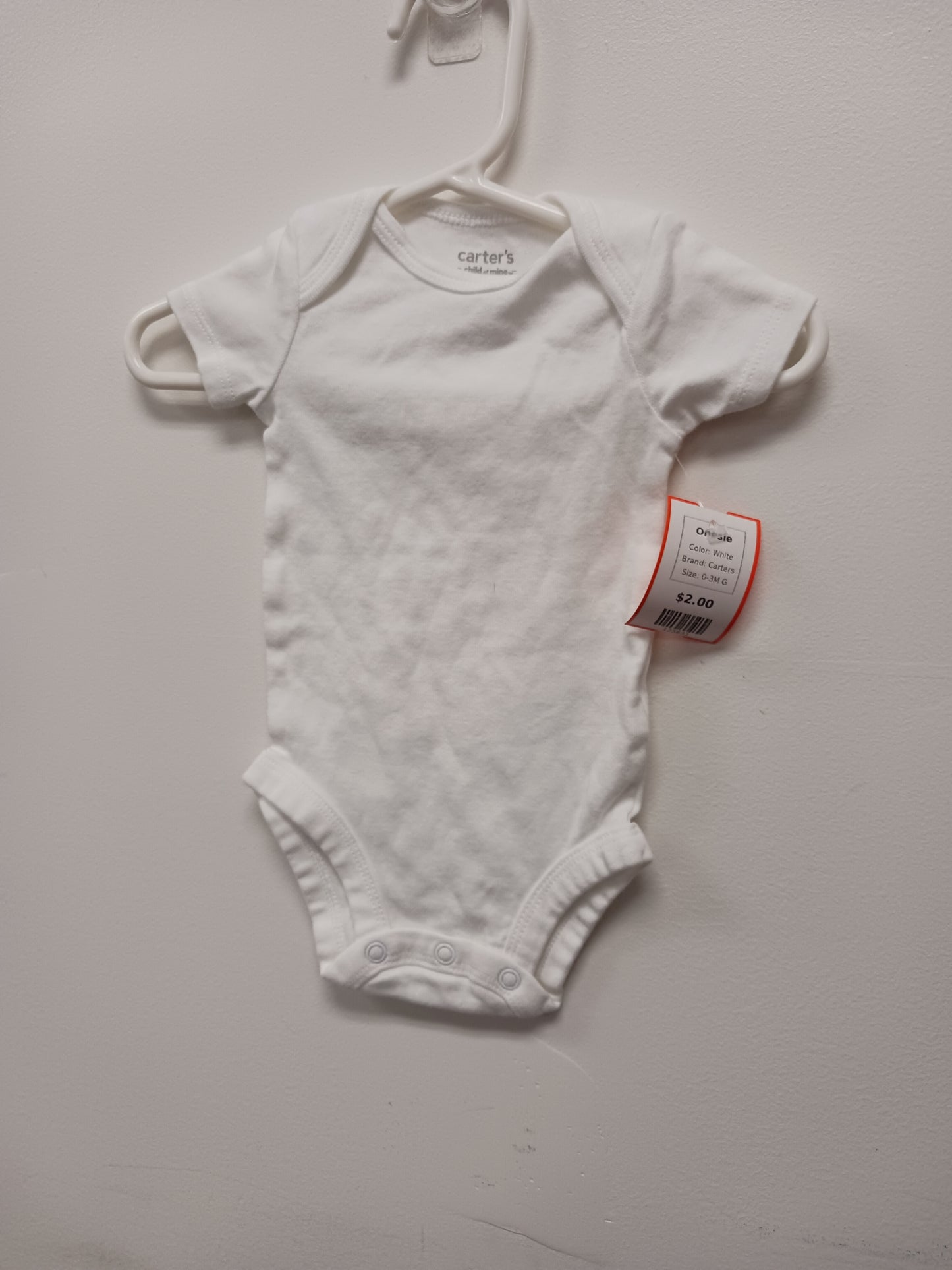 White Carters Onesie, 0-3M G