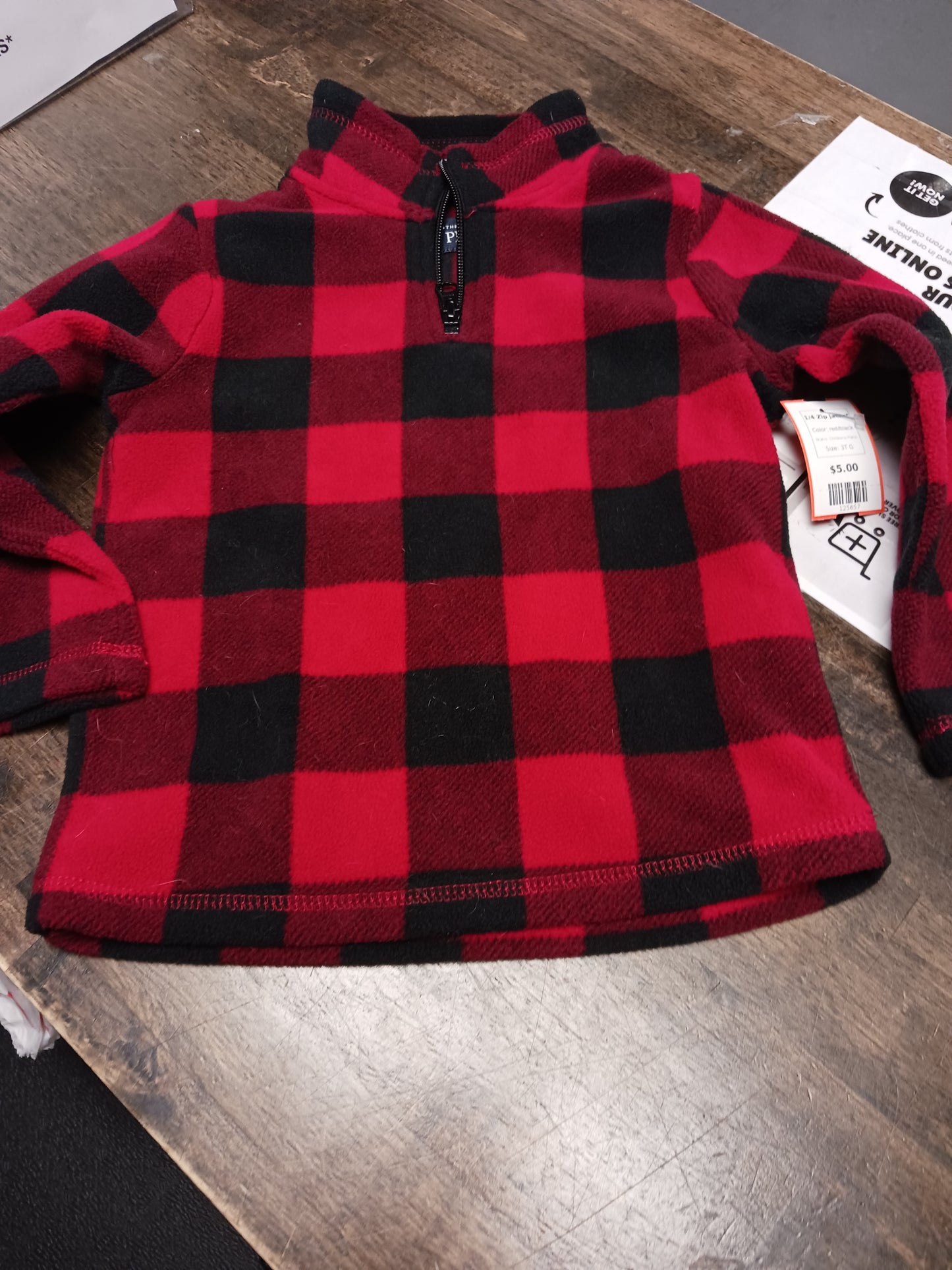 red/black Childrens Place 1/4 Zip Jacket, 3T G