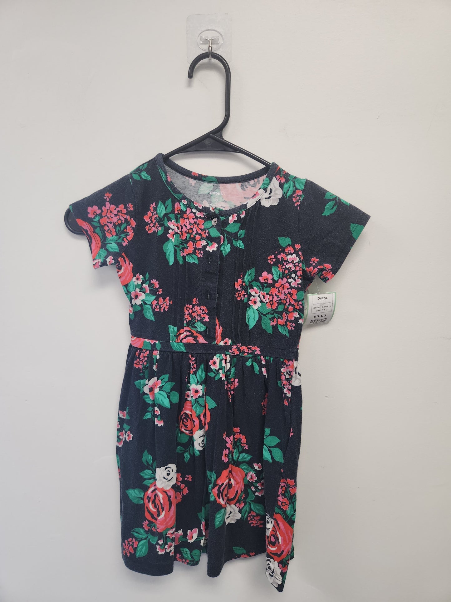 Navy/Red/Pink Flowers Carters Dress, 5T G