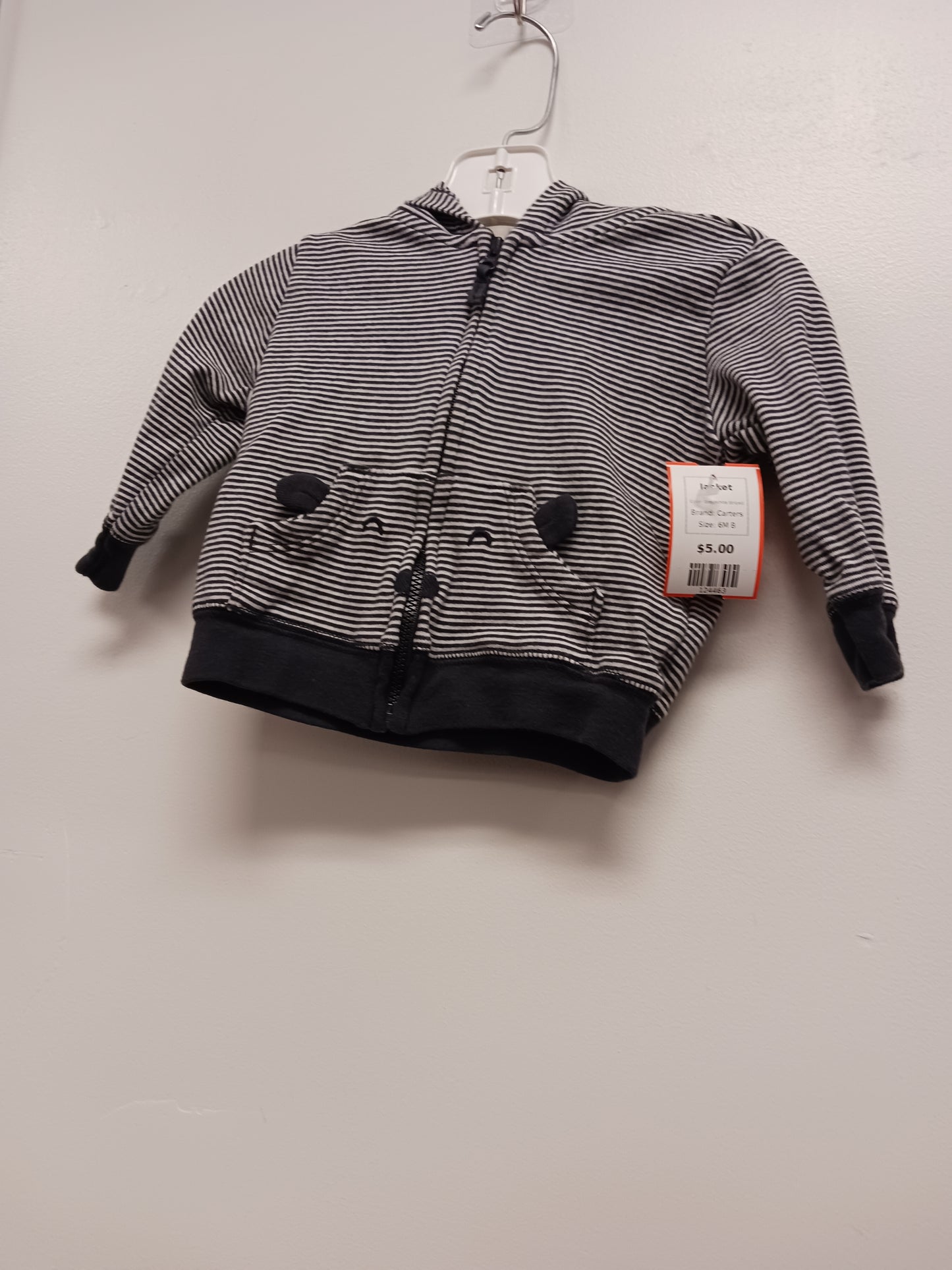 Grey/White Striped Carters Jacket, 6M B