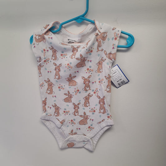 White/Pink Bunny Members Mark Onesie, 12M G