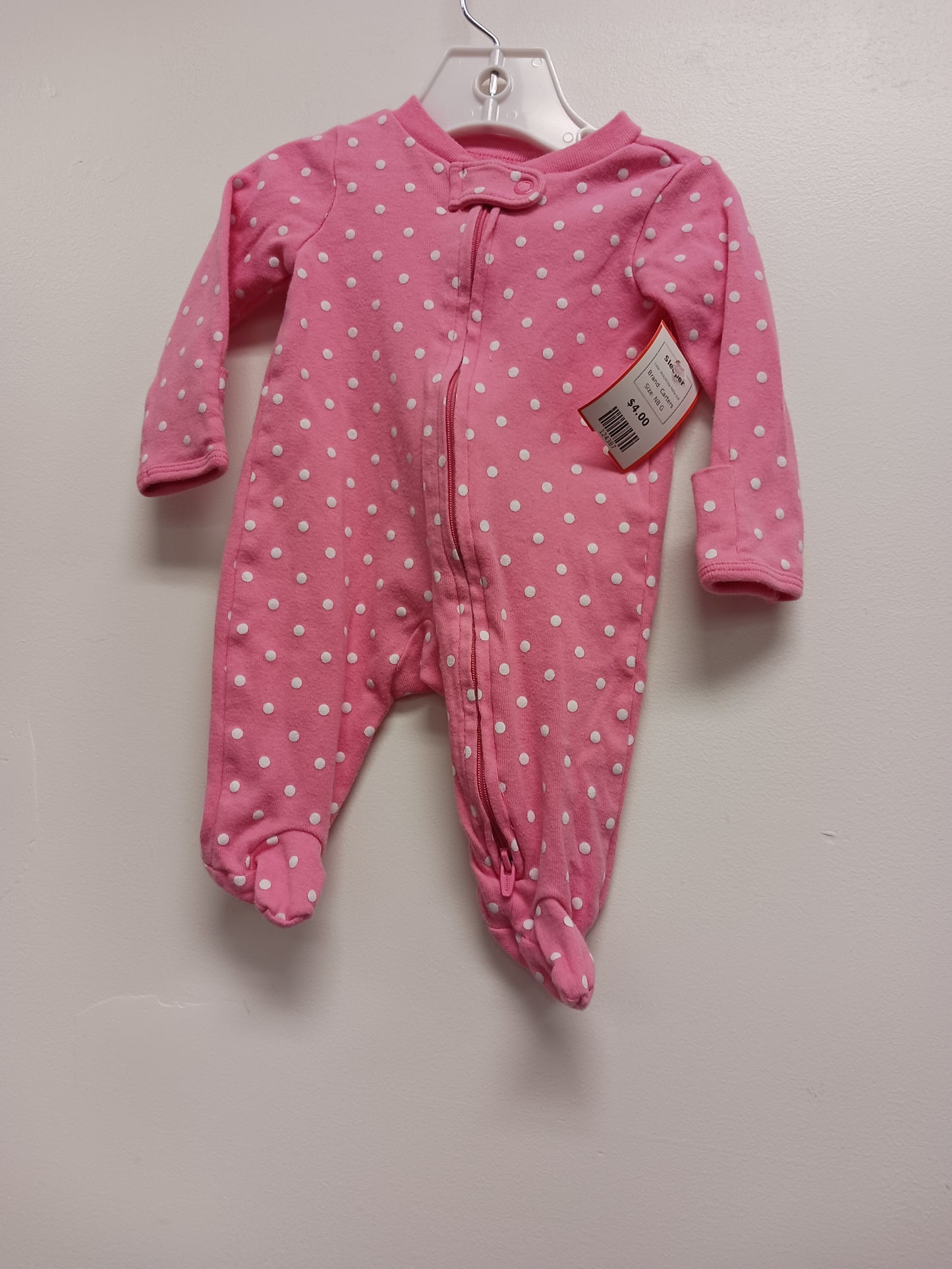 Pink/White Polka Dot Carters Sleeper, NB G