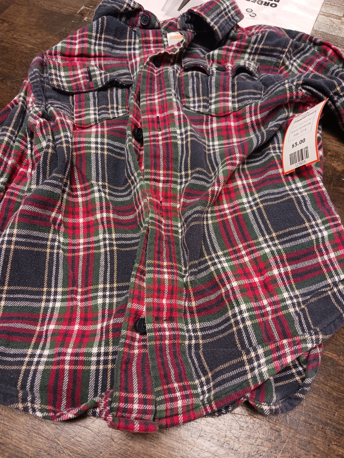 Green/Red Plaid Gymboree Flannel Shirt, 3T B