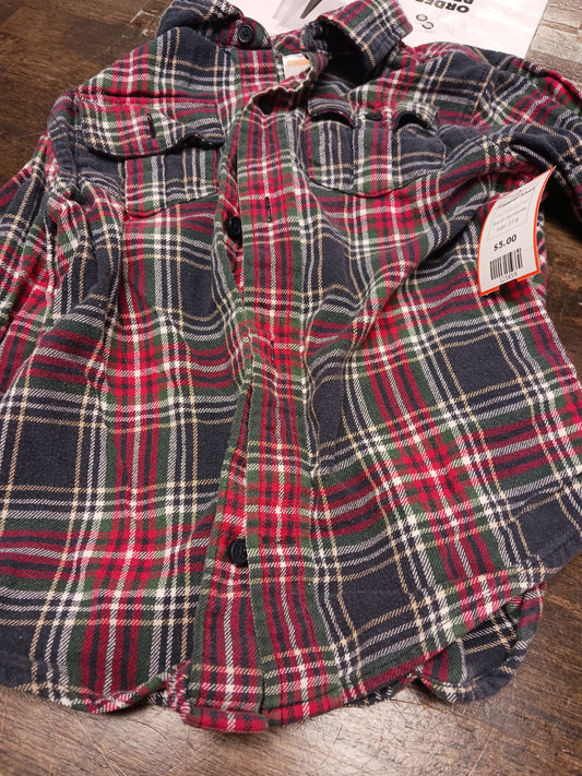 Green/Red Plaid Gymboree Flannel Shirt, 3T B
