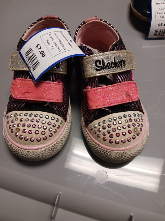 Pink/Black Skechers Light Up Sneakers, 7 G