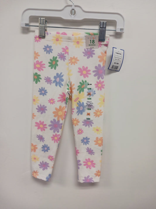 White/Colorful Flower Garanimals Leggings, 18M G