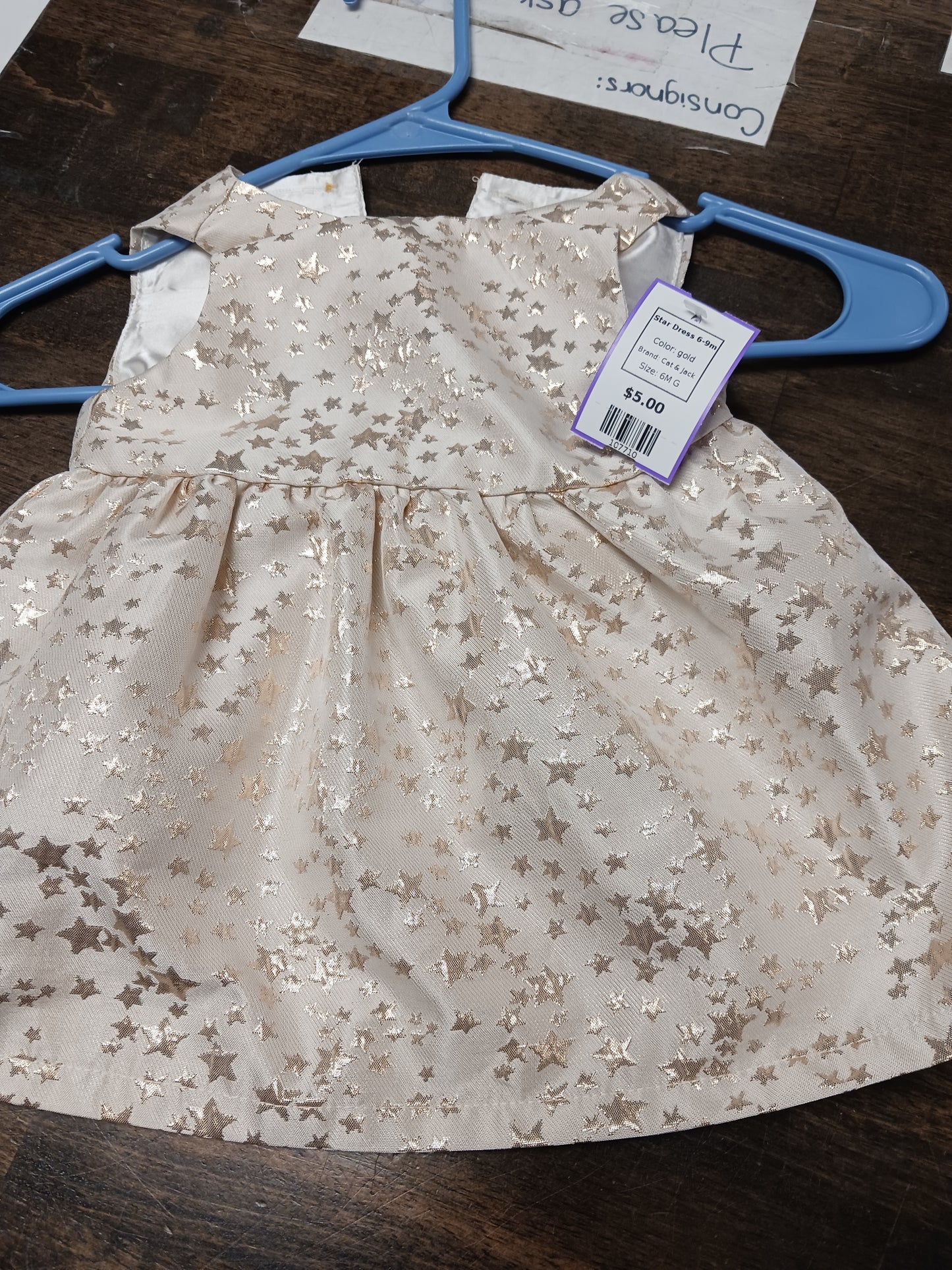 gold Cat & Jack Star Dress 6-9m, 6M G