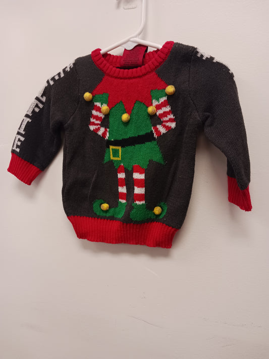 Grey/Red Elf Well Worn Sweater, 3-6M B