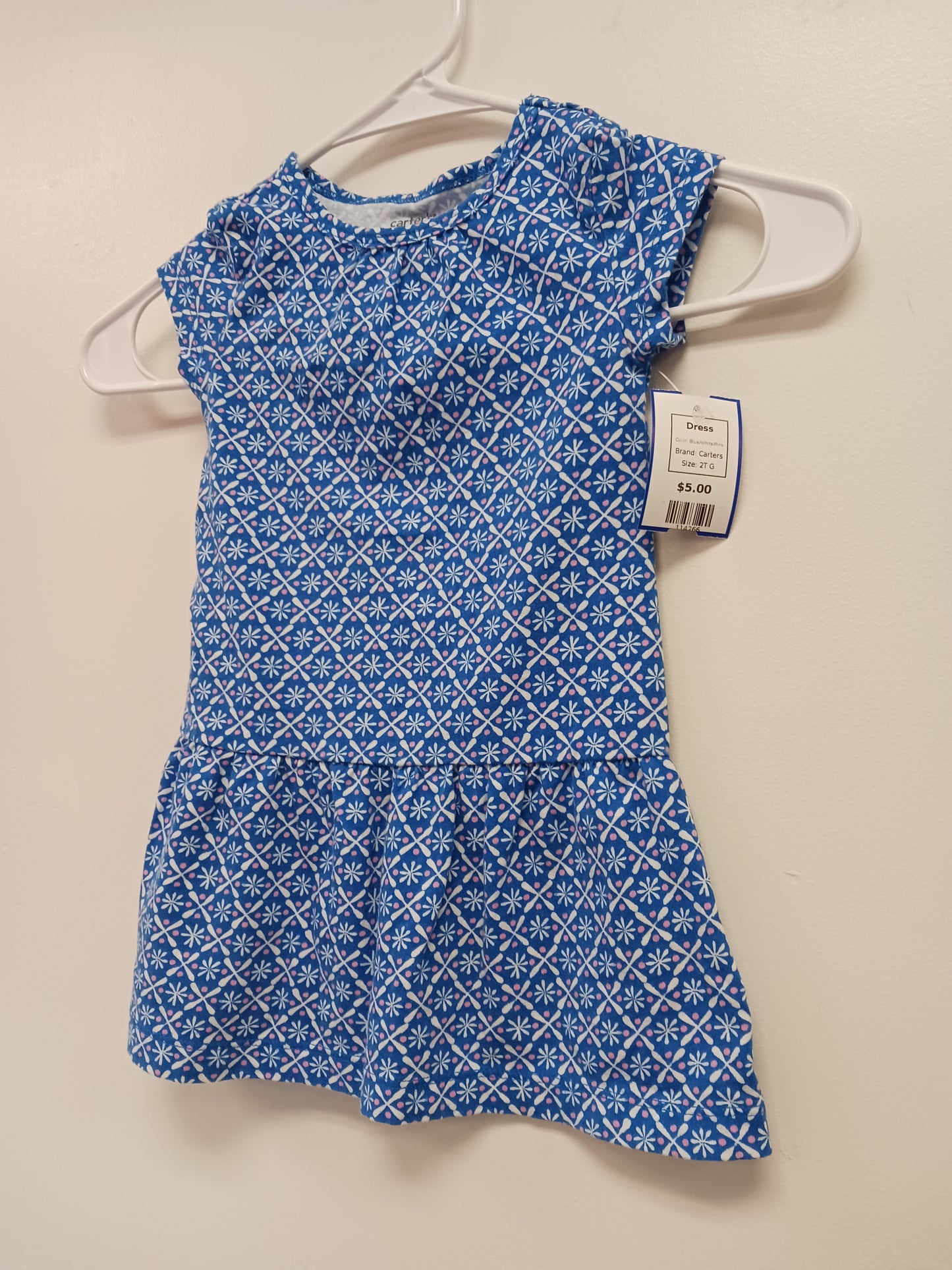 Blue/White/Pink Carters Dress, 2T G