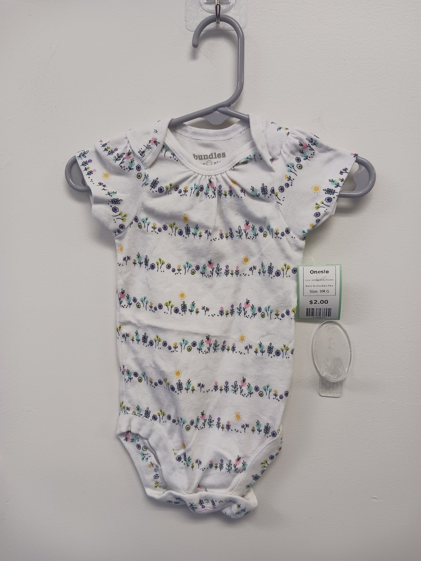 White/Colorful Flowers Bundles Baby Place Onesie, 9M G