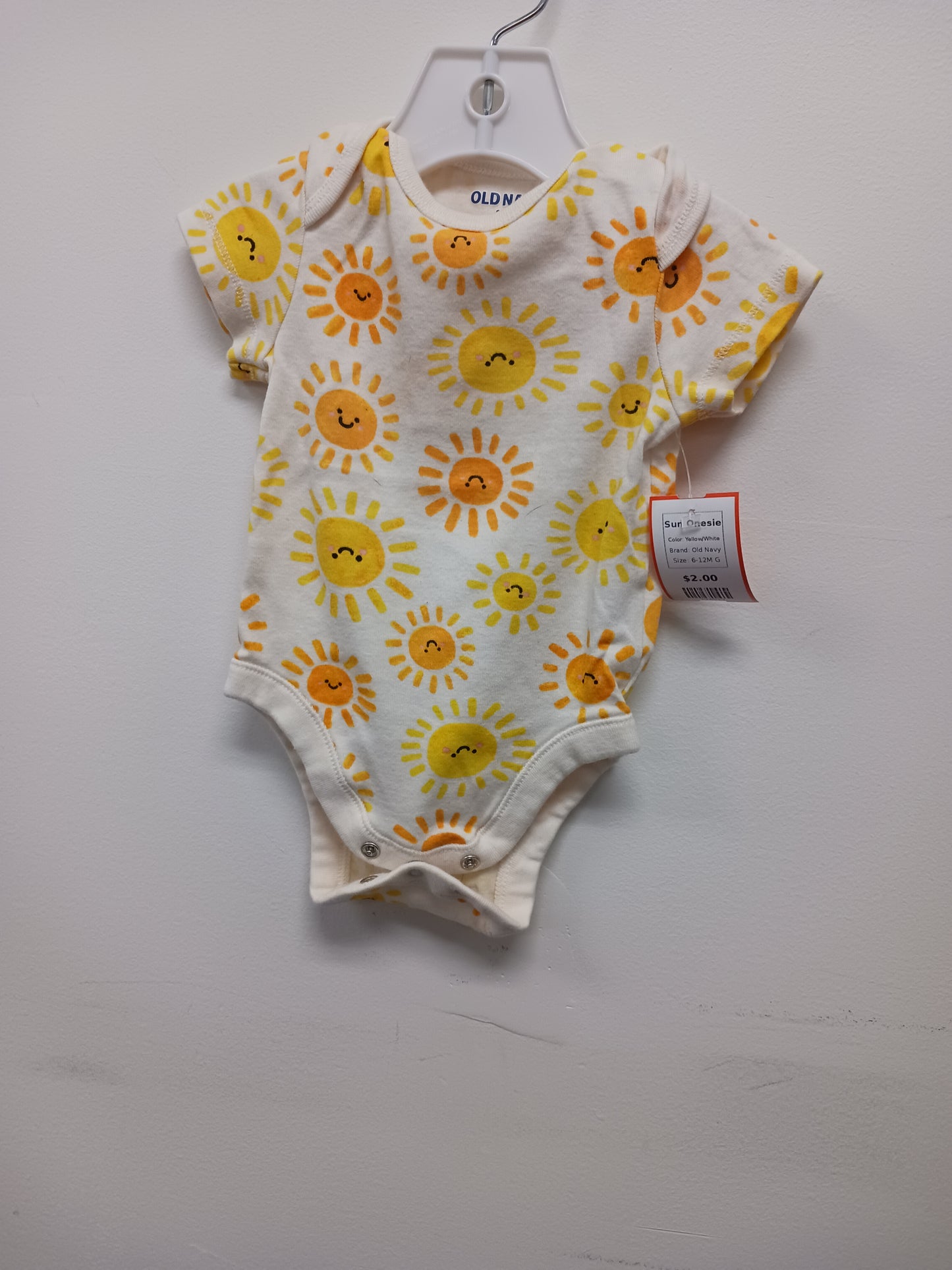 Yellow/White Old Navy Sun Onesie, 6-12M G