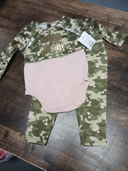 green/pink Garanimals 2 Piece Camo Outfit, 12M G
