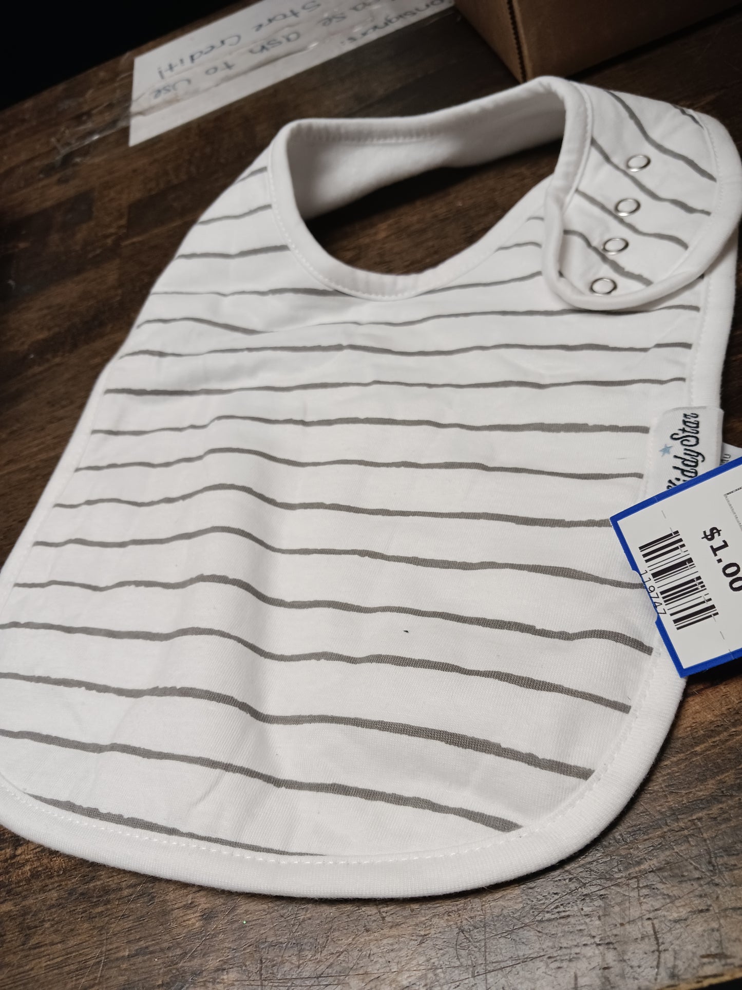 white/black Kiddy Star Striped Bib