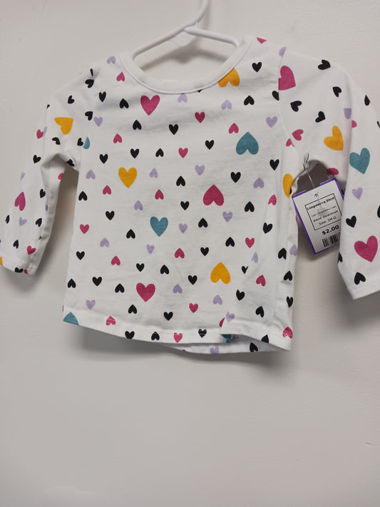 White/Colorful Heart Garanimals Longsleeve Shirt, 3M G