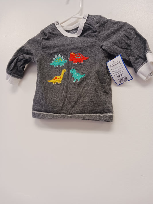 Grey/White Dino Little Me Longsleeve Shirt, 6M B