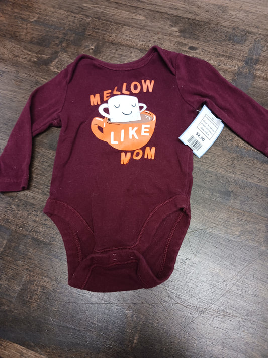Burgandy Old Navy Longsleeve Onesie, NB B