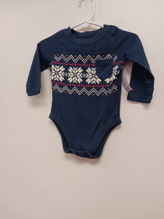 Navy Garanimals Longsleeve Onesie, 6M B
