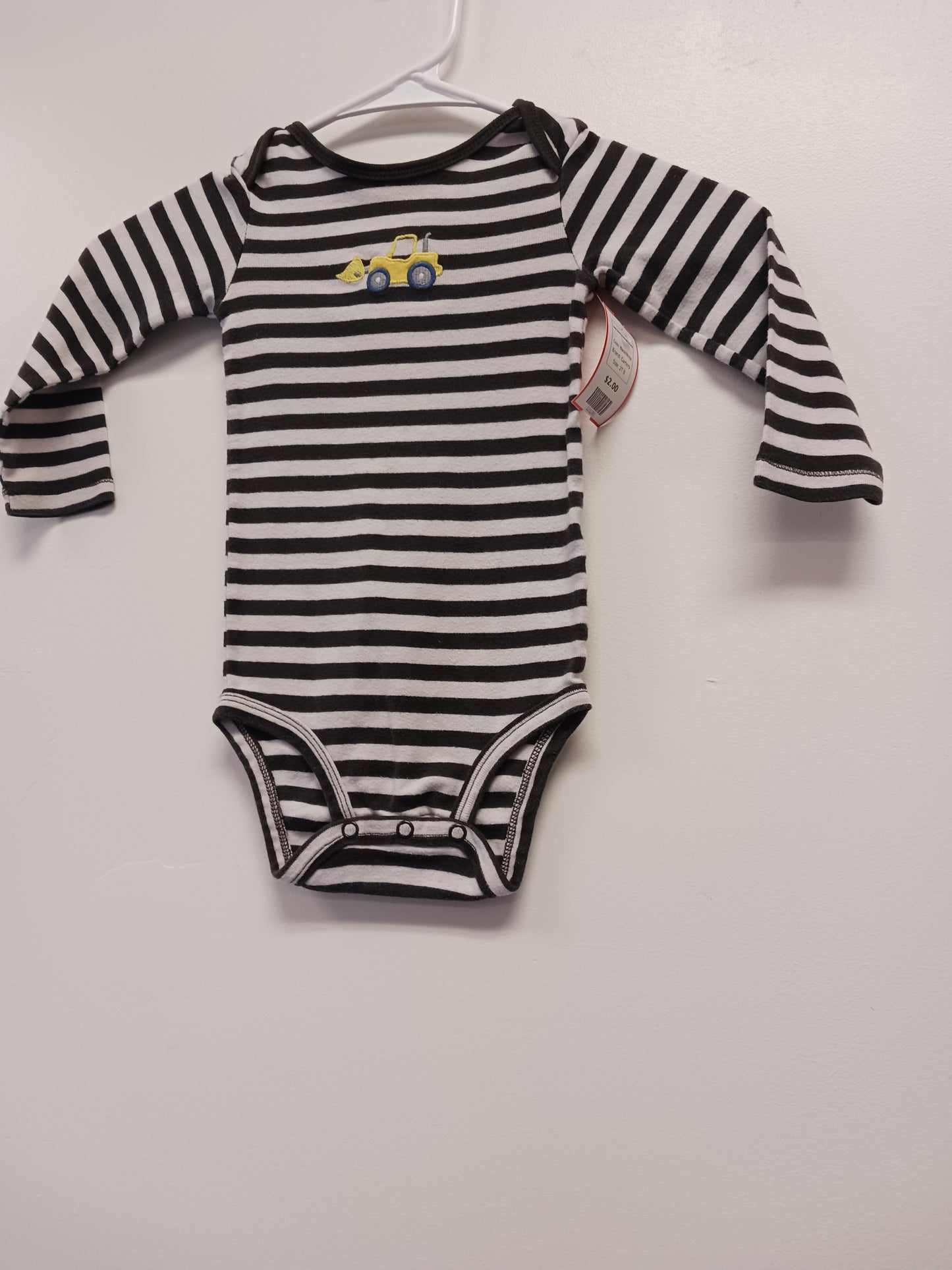 Black/White Carters Long Sleeve Bulldozer Onesie, 2T B