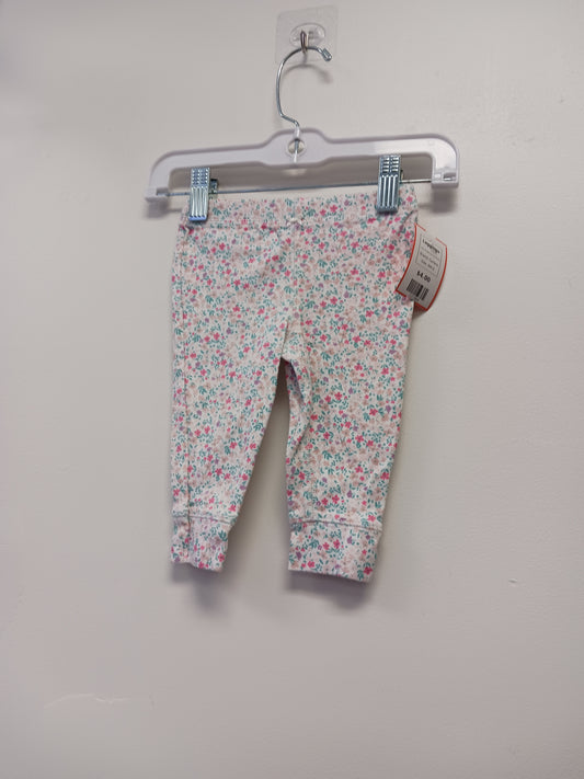 White/Pink/Purple Flowers Carters Leggings, 6M G