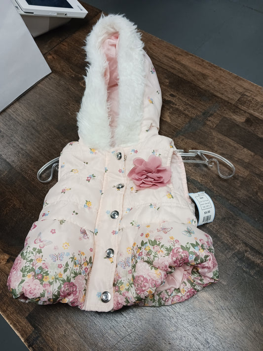 Pink Flower Little Lass Vest, 12M G