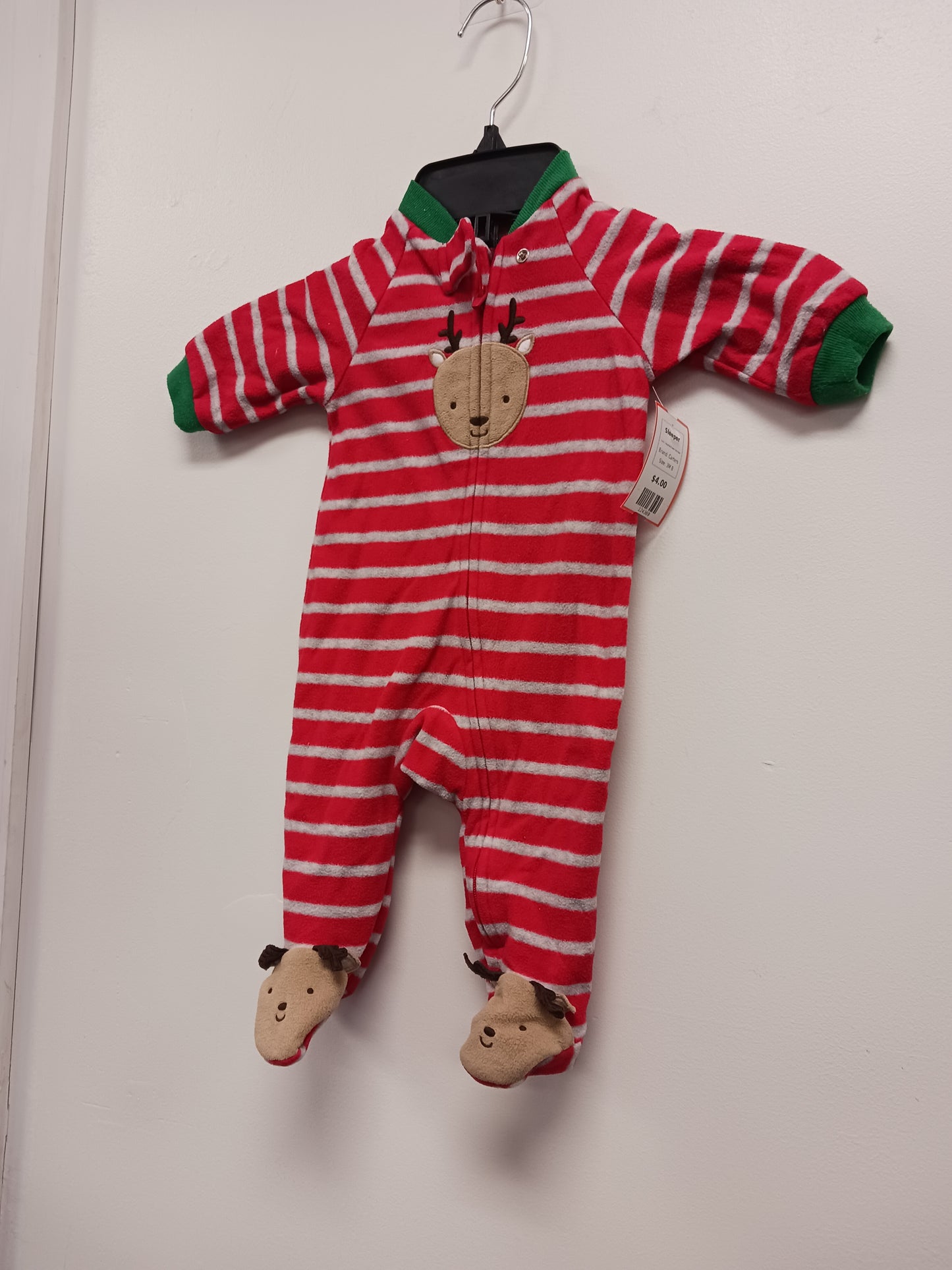 Grey/Red/Green Reindeer Carters Sleeper, 3M B