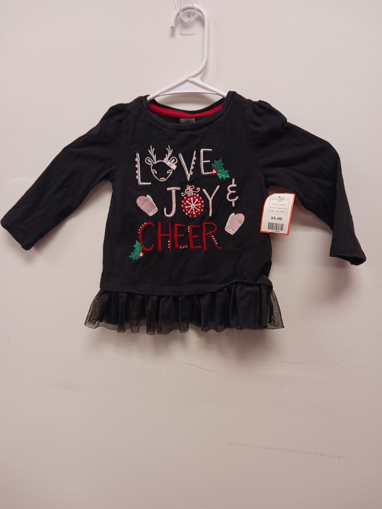 Black Gymboree Long Sleeve Holdiay Shirt, 18-24M G